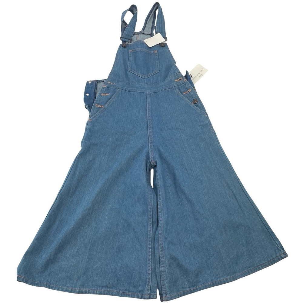 Caramel Vintage Women Overalls Flared Blue Denim Vintage 1970s Small
